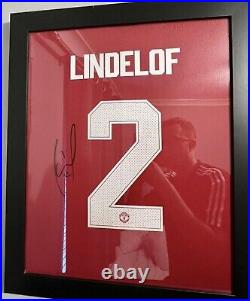 070 Lindelof Signed and Framed Manchester United Football Shirt with COA