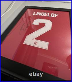 070 Lindelof Signed and Framed Manchester United Football Shirt with COA