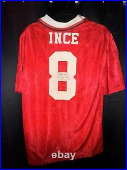 1992 Umbro Manchester United Ince 8 Signed Shirt Home 92 93