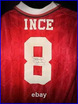 1992 Umbro Manchester United Ince 8 Signed Shirt Home 92 93
