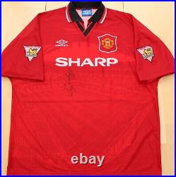 1995-96 Official Double Winners Manchester United Home Shirt Signed Ryan Giggs