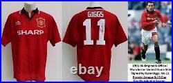 1995-96 Original Manchester United Home Shirt Signed by Ryan Giggs No. 11 RARE