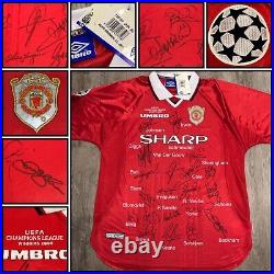 1998- 1999 Manchester United Treble Winners Squad Signed Shirt with COA 1998- 1999 Manchester United Treble Winners Squad Signed Shirt with COA