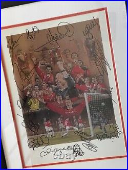 1998-99 Manchester United Treble Winners Squad Signed Framed Picture With COA