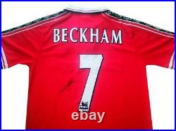 1998/99 Retro David Beckham SIGNED Manchester United JERSEY withCOA
