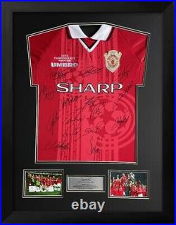 1999 Manchester United Squad Signed And Framed Shirt 100% Authentic With COA