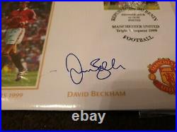 1999 Manchester United autographed treble winners cover signed David Beckham