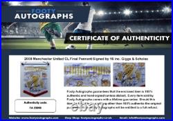 2008 Manchester United CL Final Pennant Signed by 16 inc. Giggs & Scholes + COA