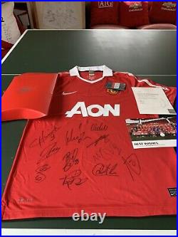 2010/11 Manchester United Signed By 11 Rio Vidic Carrick Park Shirt Man Utd COA