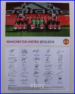 2015-16 Official Manchester United Pennant Squad Signed inc. Rooney + COA & Map