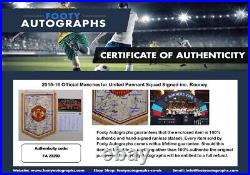 2015-16 Official Manchester United Pennant Squad Signed inc. Rooney + COA & Map