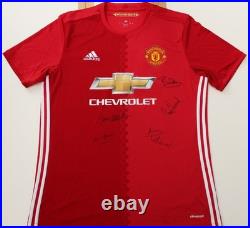 2016-17 Manchester United Home Shirt Signed by 5 legends inc. Robson + COA & Map