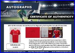 2021-22 Manchester United Home Shirt Signed by Anthony Martial with Official COA