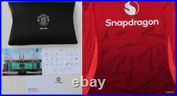 2024-25 Manchester United Home Shirt Squad Signed + COA, Map & Case (24055)