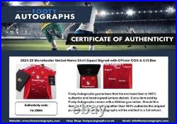2024-25 Manchester United Home Shirt Squad Signed with Official COA & Gift Box