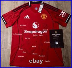 2025/2026 MUFC Numbered MU042360 COA Manchester United Squad Signed Shirt