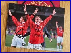 ALEX FERGUSON and TEDDY SHERINGHAM SIGNED MANCHESTER UNITED TREBLE PICTURE