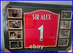 A Framed Hand Signed Manchester United Name & Numbered Shirt 1 Sir Alex Ferguson