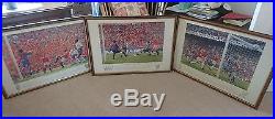 A set of 3 signed Manchester United'the trebble' limited edition prints