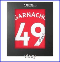 Alejandro Garnacho Back Signed Manchester United 2022-23 Home Shirt In Deluxe Pa
