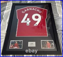 Alejandro Garnacho Hand Signed Manchester United Framed Shirt With COA Alejandro Garnacho Hand Signed Manchester United Framed Shirt With COA