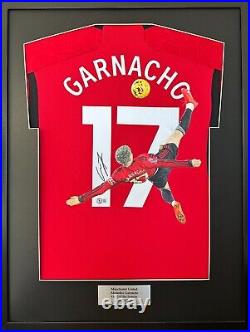 Alejandro Garnacho Painting on Framed Signed Manchester United Jersey