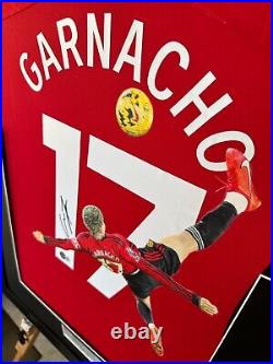 Alejandro Garnacho Painting on Framed Signed Manchester United Jersey