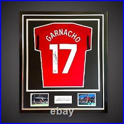 Alejandro Garnacho Signed Manchester United Deluxe Framed Shirt With COA £399