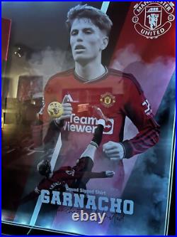 Alejandro Garnacho Signed Manchester United LED Framed Shirt Beckett With COA