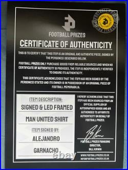 Alejandro Garnacho Signed Manchester United LED Framed Shirt Beckett With COA