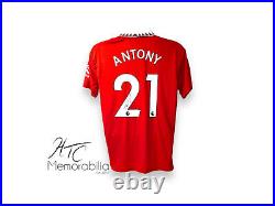 Antony Manchester United 22/23 Signed Football Shirt COA Proof