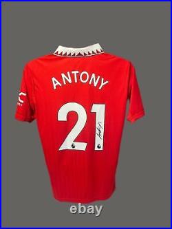 Antony Signed 22/23 Manchester United Football Shirt Photo Proof COA