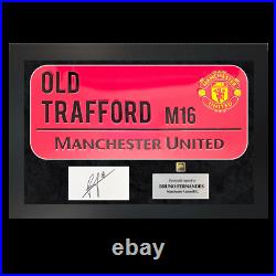 Authentic Hand-Signed Bruno Fernandes Manchester Street Sign A3 Frame With COA