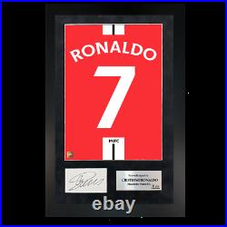 Authentic hand signed Cristiano Ronaldo Reds in Manchester shirt Framed Print