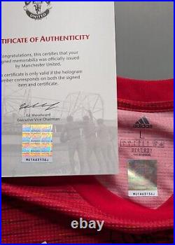 Authenticated Manchester United 20/21 Shirt Signed By 4 inc. Bryan Robson COA Authenticated Manchester United 20/21 Shirt Signed By 4 inc. Bryan Robson COA