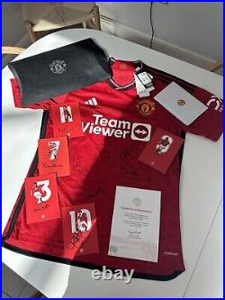 Authenticated Manchester United Season 23 Shirt Signed By Utd Legends