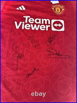 Authenticated Manchester United Season 23 Shirt Signed By Utd Legends