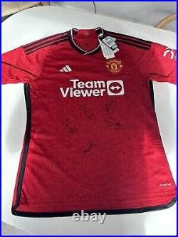 Authenticated Manchester United Season 23 Shirt Signed By Utd Legends