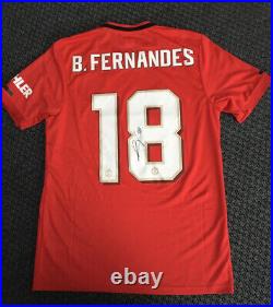 BRUNO FERNANDES 18 Signed Manchester United Shirt Boxed COA