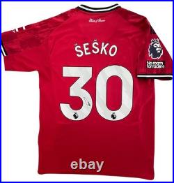 Benjamin Sesko Signed 2025/26 Manchester United Home Shirt With Proof