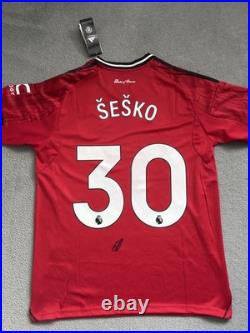 Benjamin Sesko Signed Manchester United Shirt Old Trafford Genuine Slovenia Benjamin Sesko Signed Manchester United Shirt Old Trafford Genuine Slovenia