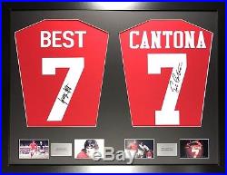 Best and Cantona Manchester United framed signed shirt display