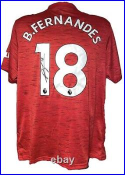 Bruno Fernandes 18 Signed Manchester United 2020/21 Home Shirt Proof & Coa