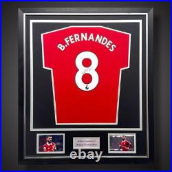 Bruno Fernandes Hand Signed And Deluxe Framed Manchester United Shirt £279
