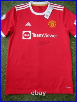 Bruno Fernandes Hand Signed Manchester United Home Football Shirt Autograph