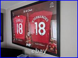 Bruno Fernandes + Paul Scoles Signed And Framed Manchester United Shirt + COA