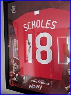 Bruno Fernandes + Paul Scoles Signed And Framed Manchester United Shirt + COA