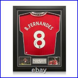 Bruno Fernandes Signed Manchester United 2022-23 Football Shirt. Standard Frame Bruno Fernandes Signed Manchester United 2022-23 Football Shirt. Standard Frame