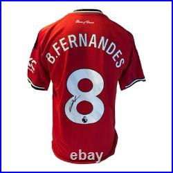 Bruno Fernandes Signed Manchester United Home Shirt With Coa And Photo Proof