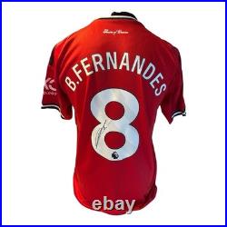 Bruno Fernandes Signed Manchester United Home Shirt With Coa And Photo Proof